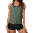 thumbnail image 2 of Frostluinai Women's Two Piece Swimsuits Color Block Tankini Bathing Suits Athletic Swim Tank Tops with Boy Shorts Racerback Sport Swimwear, 2 of 4