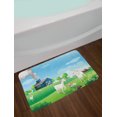 thumbnail image 2 of Farmhouse Bath Mat, Pleasant Farm Life Illustration with Colorful Houses Green Meadows Happy Goats, Plush Bathroom Decor Mat with Non Slip Backing, 29.5" X 17.5", Multicolor, by Ambesonne, 2 of 2