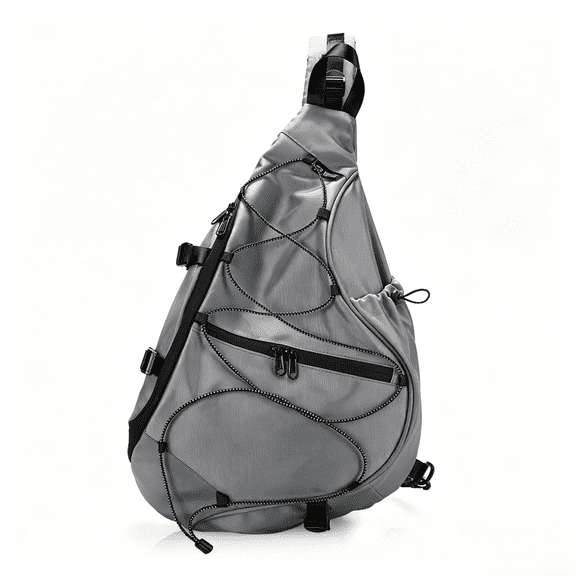 Water-Resistant Outdoor Sling Bag, Lightweight Crossbody Chest Backpack with Bungee Cord, Multi-Pocket Adjustable Shoulder Daypack for Hiking Camping Travel Cycling, Unisex