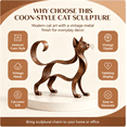 thumbnail image 4 of Maine Coon-Style Metal Cat Sculpture, Vintage Bronze Open Frame Cat Statue, Ornamental Filigree Metal Art Figurine, Rustic Farmhouse Home Office Entryway Decor, 4 of 7