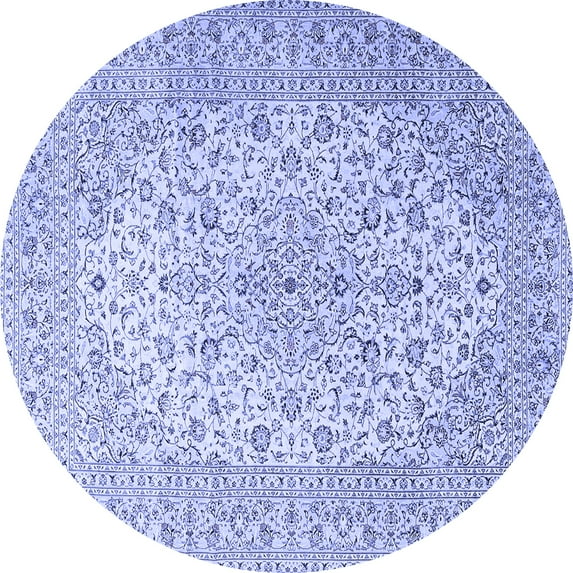 Ahgly Company Indoor Round Medallion Blue Traditional Area Rugs, 4' Round