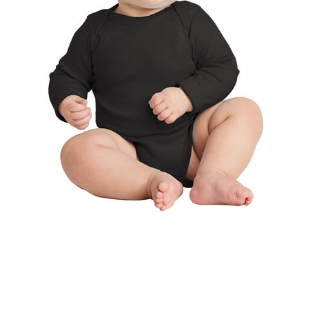 Mafoose Infant Long Sleeve Baby Rib Bodysuit Black NEWBORN