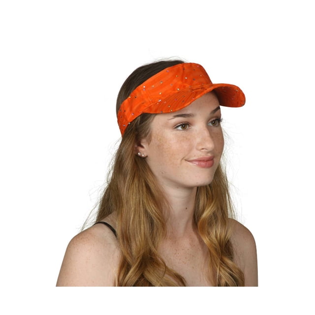 TopHeadwear Glitter Sequin Visor Hat - Orange