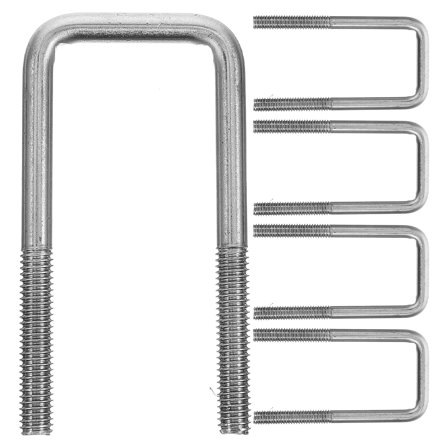 Sturdy Stainless Steel U-Bolts with Square Clamps for Pipe Fixing 5 Pieces Wear Resistant Marine