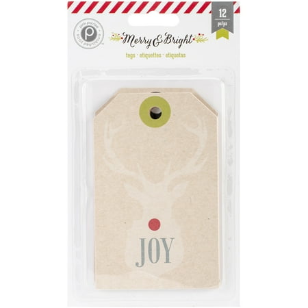 American Craft Pk Paislee Merry And Bright Collection Christmas Kraft Tags
