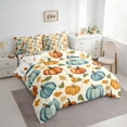 thumbnail image 3 of Manfei Autumn Harvest Pumpkin Twin Bedding Sets 7 Pieces,Happy Halloween Bedding Comforter Set 7 Pieces,Orange Maple Leaves Sheet Sets,Microfiber Room Decorative Reversible, 3 of 7