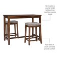 thumbnail image 4 of Linon Claridge Wood 3 Piece Counter Dining Set Gray Padded Seats in Rustic Brown, 4 of 11