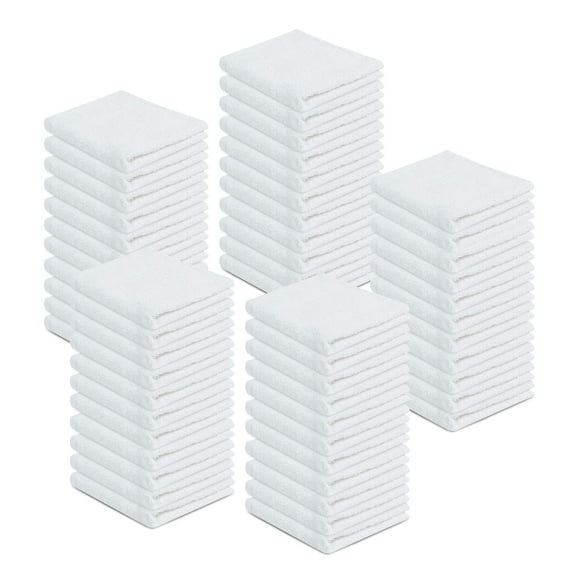 100% Cotton Terry Towels Cleaning Cloths Pack of 50 (12x12 Inches) White Cotton Terry Cloth Bar Rags White Bar Towels, Multipurpose High Absorbent Te