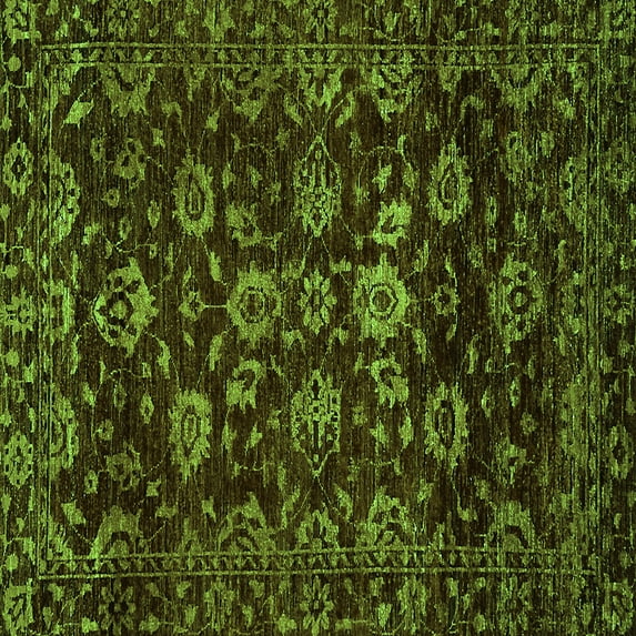 Ahgly Company Indoor Square Oriental Green Traditional Area Rugs, 8' Square