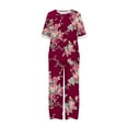 thumbnail image 2 of Birdeem Ensemble d'Été Imprimé pour Femmes Manches Mi-Longues Col Rond Haut Court + Pantalon Décontracté Ensemble de Détente Deux Pièces, 2 of 5