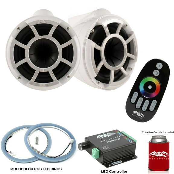 Wet Sounds REV10W-X X-Mount Tower Speakers with RGB LED Speaker Rings & LED Music Controller