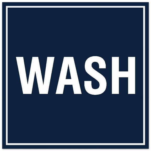 Signs ByLITA Square Wash Sign - Easy Installation | Durable Material (Navy Blue / White) - Large