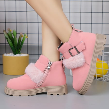 

FZM Christmas Girls Shoes Fashion Solid Color Short Boots Non Slip Breathable Women Boots