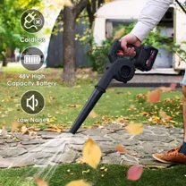 Veromart Electric Leaf Blower Vacuum Handheld Cordless Leaf Blower with 2 Battery