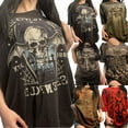 thumbnail image 2 of Women Y2k E Girls Short Sleeve T-Shirt Vintage Aesthetic Skull Graphic Print Crop Top Fairy Grunge Tee Tops Goth Clothes, 2 of 5