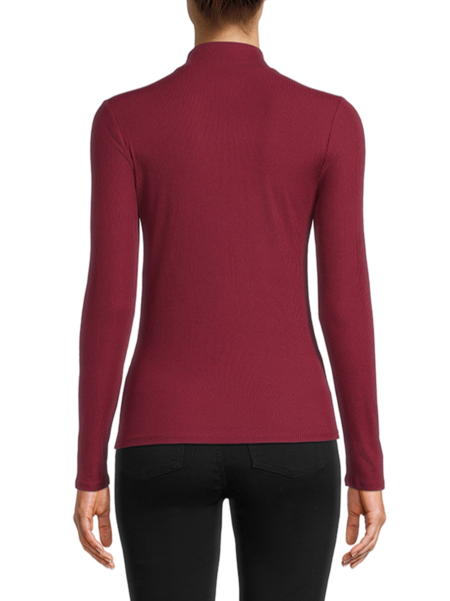 No Boundaries Women's Juniors Long Sleeve Mock Neck Top, 2-Pack