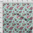 thumbnail image 3 of oneOone Polyester Spandex Aqua Blue Fabric Florals Craft Projects Decor Fabric Printed By The Yard 56 Inch Wide, 3 of 4
