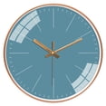 thumbnail image 1 of Reloj de pared silencioso, redondo, funciona con pilas, decoración artística moderna. Azul oro rosa, 1 of 7