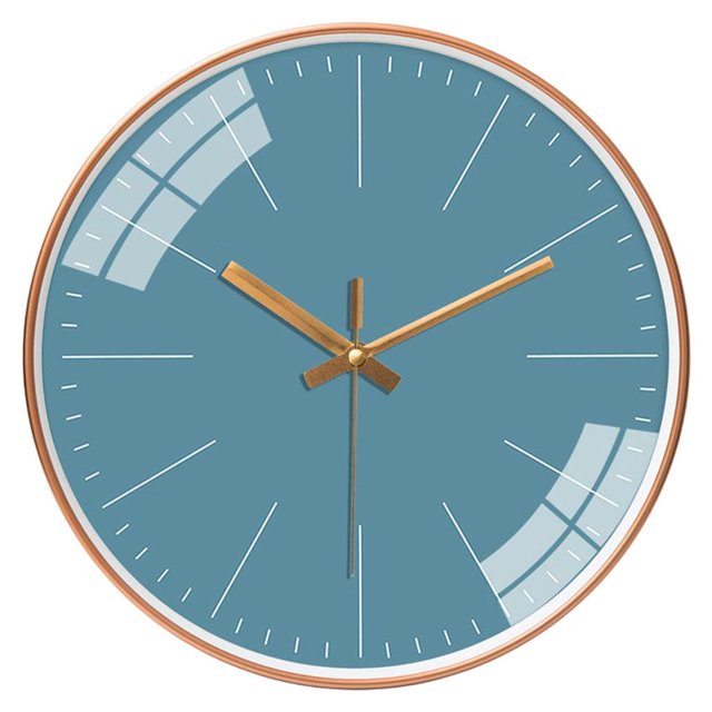 Reloj de pared silencioso, redondo, funciona con pilas, decoración artística moderna. Azul oro rosa