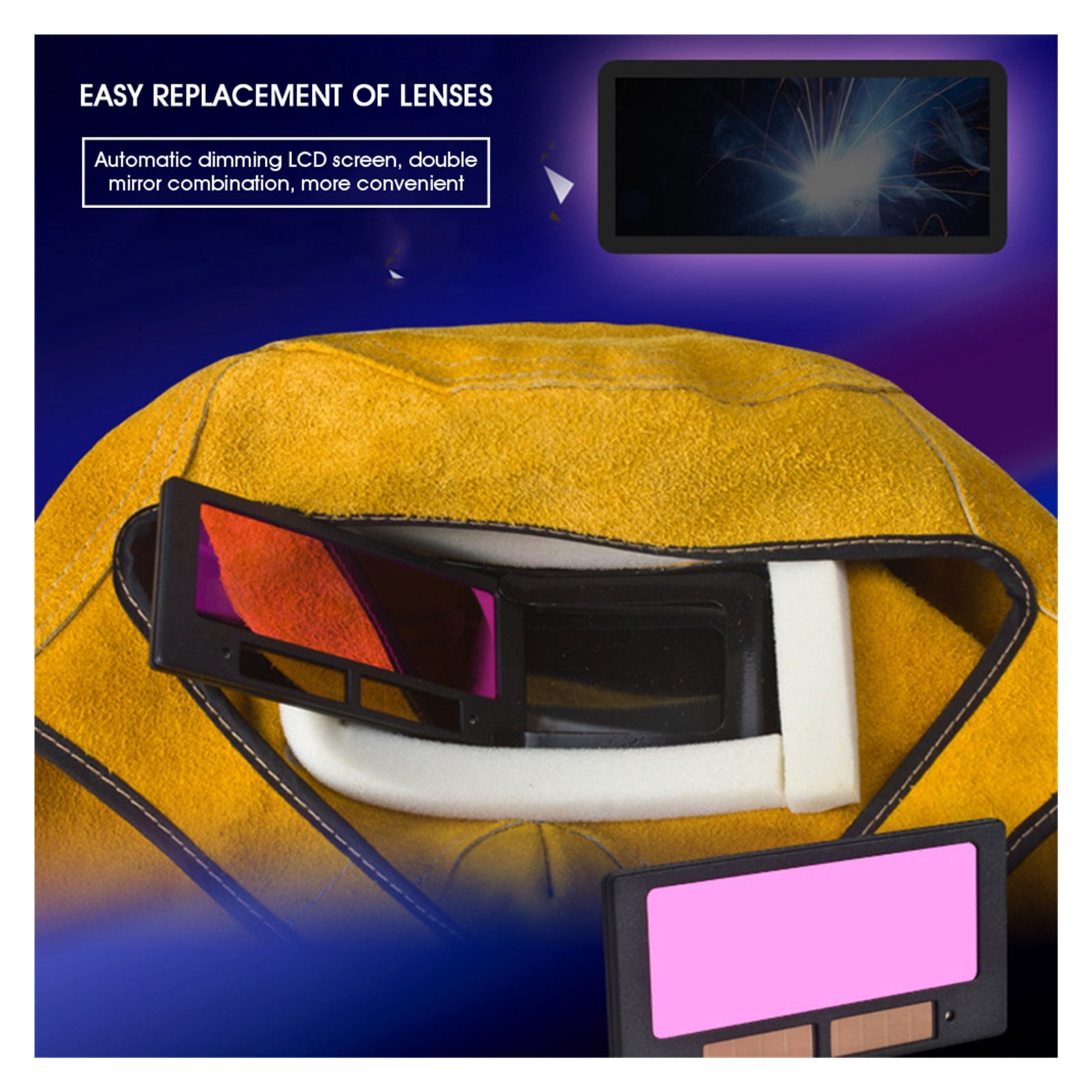 Welding Mask Welder Hood Heat Resistant Leather Helmet with Filter Lens Neck Eye Face Protection Welder Safety Accessories ,Great Choice