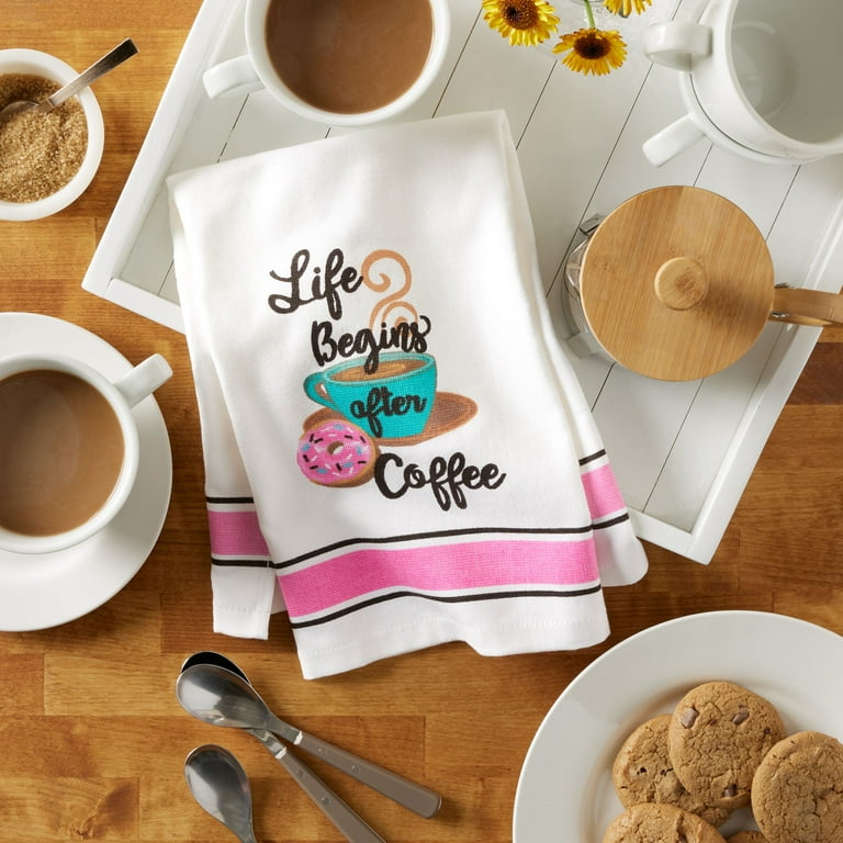 Mainstays Printed Cotton Kitchen Towel 15 W x 25 L Coffee 1 Piece Walmart