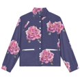 thumbnail image 4 of Jackets for Women Winter Coat Jackets Flannel Stand Collar Jacket(Purple Floral Diamond Pattern,Size:S-4XL), 4 of 7