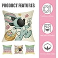 thumbnail image 3 of Happy Easter Decorative Throw Pillow Covers 18 x 18 Set of 4, Hunny Bunny Cartoon Mouse Rabbit Eggs Porch Patio Outdoor Pillowcase, Colorful Stripes Flower Basket Cushion Case Home Decor, 3 of 6