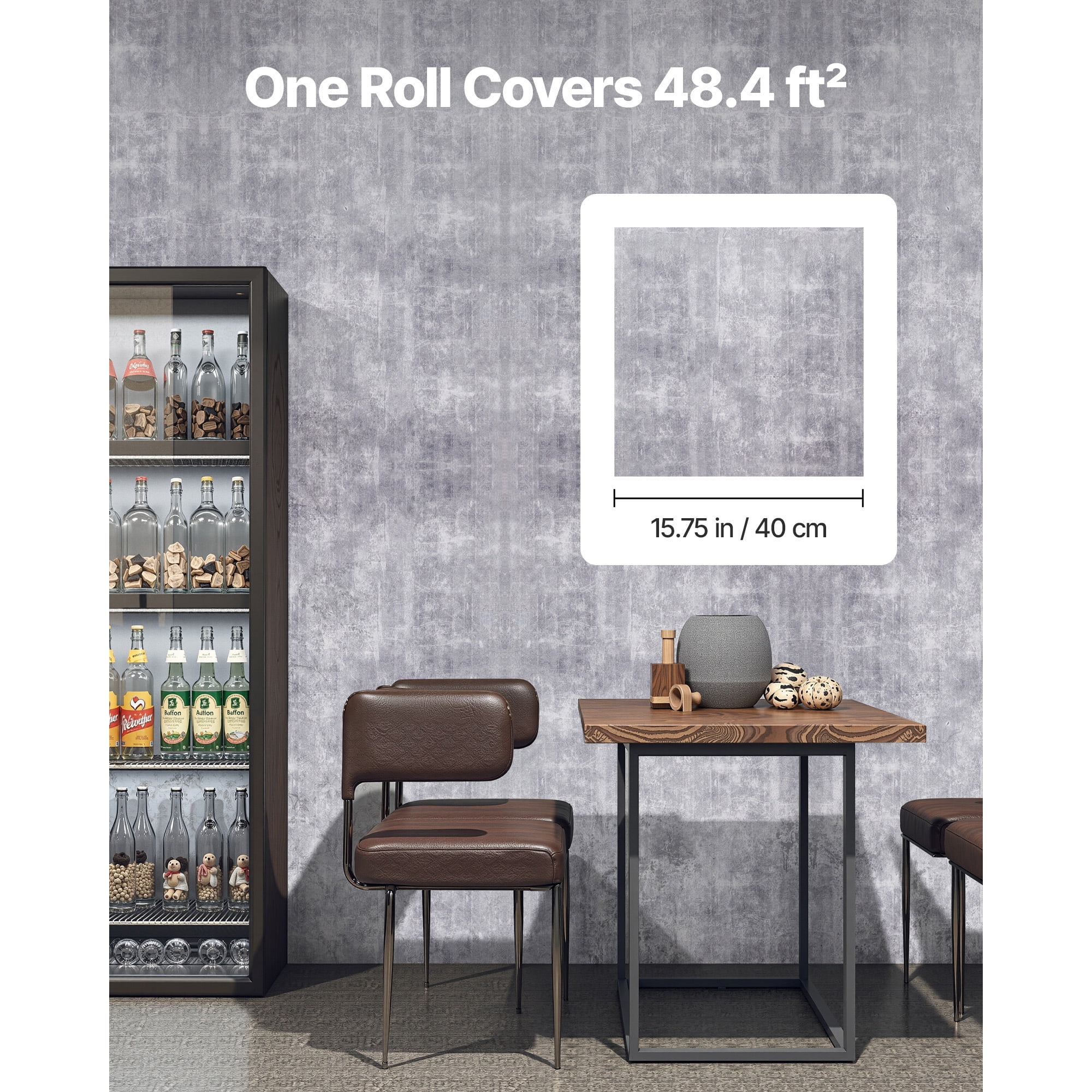 KFFKFF Peel and Stick Wallpaper, 15.7 x 590.5 inch Contact Paper, Waterproof Self-Adhesive Vinyl Roll for Easy Cleaning and Decoration in Bedrooms, Kitchens, Bathrooms, and Offices
