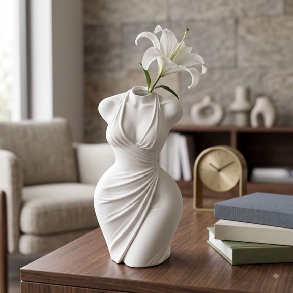 Aonerit Woman Body Vase, Female Bust Form Vase, Decorative Sculpture Vase, Home Tabletop Decor, Bedroom Living Room