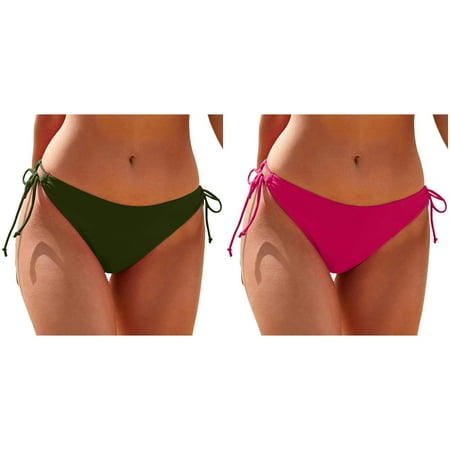 2-Pack Women Plus Size High Waist Bikini Bottoms Swim Briefs Beach Shorts Ruched Bottom High Cut Swim Bottom Full Coverage Swimsuit Bottom Sports Yoga Shorts Swimbottom Swimsuits for Big Busted W