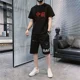 thumbnail image 3 of Conjunto de dos piezas para hombre, para correr, con letras, para trotar, color blanco, camisetas Kpop, pantalones cortos, trajes para hombre, ropa de verano, moda 2024, 3 of 5