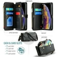 thumbnail image 2 of for iPhone XS Max Full Body Protection Wallet Folio Flip Case, Shoulder Strap & Wristlet Card Slots Zipper Pocket RFID Blocking Rugged Durable PU Leather Phone Case Cover, Black, 2 of 10