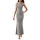 thumbnail image 1 of Vestido liso de un solo hombro para mujer - Vestido largo de poliéster, cuello redondo, cintura alta, adecuado para fiestas/vacaciones, S-L, 1 of 4