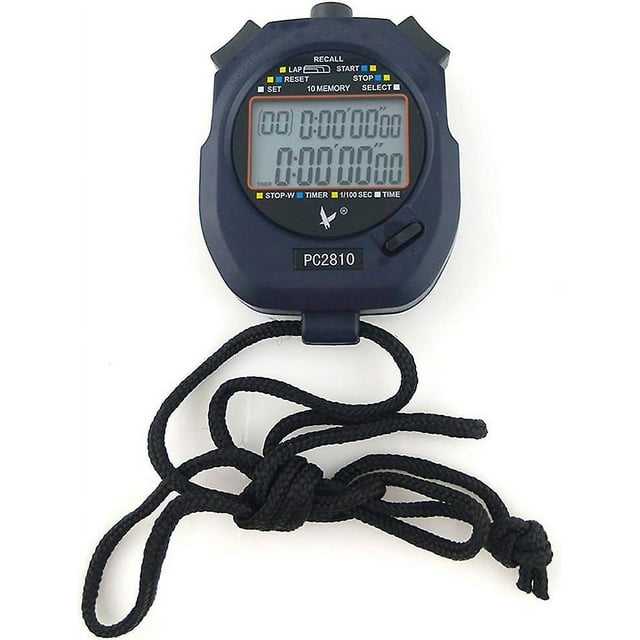 Cronómetro deportivo digital profesional, 2 líneas, 10 memorias, cuenta atrás, alarma, cordón Rojo Verde Cocina, Decoración y Otros