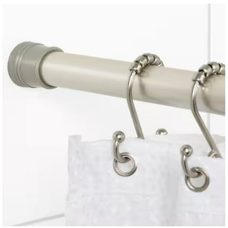 NeverRust Aluminum Adjustable Tension Shower Rod in Brushed Nickel - 52 in. to 86 in.