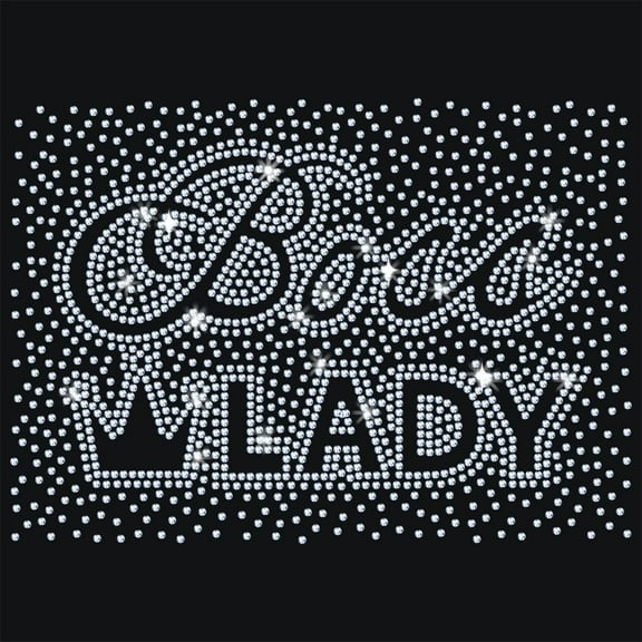 1 Pc Boss Lady Rhinestone Iron on Hotfix Transfer Decal Bling DIY Patch Clothing Repair Applique T-Shirt Vest Shoes Hat Jacket Decor Clothing DIY Accessories