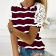 thumbnail image 2 of Birdeem Blouses pour Femmes Impression Manches Courtes Col Rond Chandail Dentelle Hauts Chemises Blouse, 2 of 12