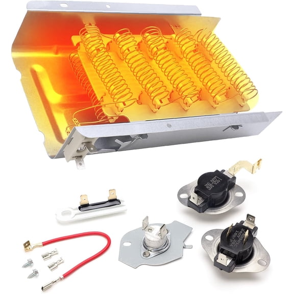 Heating Element for Maytag MEDC465HW0 MEDX655DW MEDC200XW MEDC215EW MEDC300BW0 MEDC400VW0, Roper RED4516FW0 RED4440VQ1 RED4640YQ0 RED4640YQ1,EED4400WQ0 E-state Replacement kits.