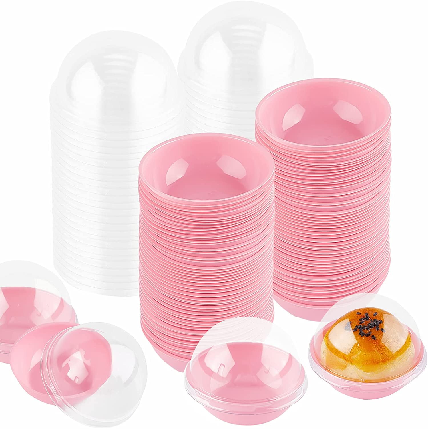 WEIS 50 Pack Clear Plastic Mini Cupcake Container, Individual Packaging