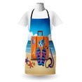 thumbnail image 3 of Flip Flop Apron, Illustration of Travel Suitcase Colorful Stickers on and Snorkeling, Unisex Kitchen Bib with Adjustable Neck for Cooking Gardening, Adult Size, Multicolor, by Ambesonne, 3 of 4