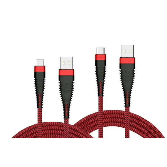 6ft and 10ft Long USB-C Cables for Samsung Galaxy S23 FE Phone - Fast Charge TYPE-C Cord Power Wire Data Sync Red Braided High Speed for Samsung Galaxy S23 FE 6.4" (Fan Edition) Model