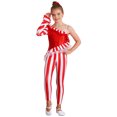 thumbnail image 3 of iEFiEL Girls Christmas Candy Cane Costume Striped Ballet Unitard Sequins Jumpsuit Red 16, 3 of 7