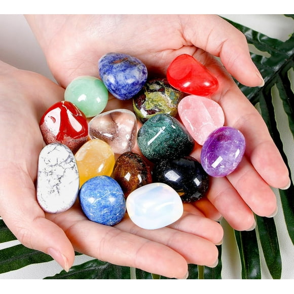 15 Pcs Natural Crystals Bulk Tumbled Stones, Polished Quartz Crystal Set, Chakra Reiki Rocks Decoration, Beginners Gemstones