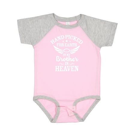 

Inktastic Handpicked for Earth by My Brother in Heaven Angel Wings Gift Baby Boy or Baby Girl Bodysuit