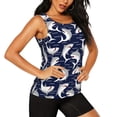 thumbnail image 2 of Xecao Angry Shark print women's scoop neck, loose-fit workout tank tops for the gym., 2 of 9