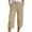 Khaki, variant on ManxiVoo Women Lightweight Linen Pants 3/4 Length Breathable Comfort Fit Casual Summer Trousers With Pockets L Size Beige