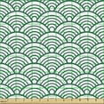 thumbnail image 2 of Ambesonne Teal Fabric by the Yard Upholstery, Seigaiha Scales, 10 Yards, Jade Green White, 2 of 5