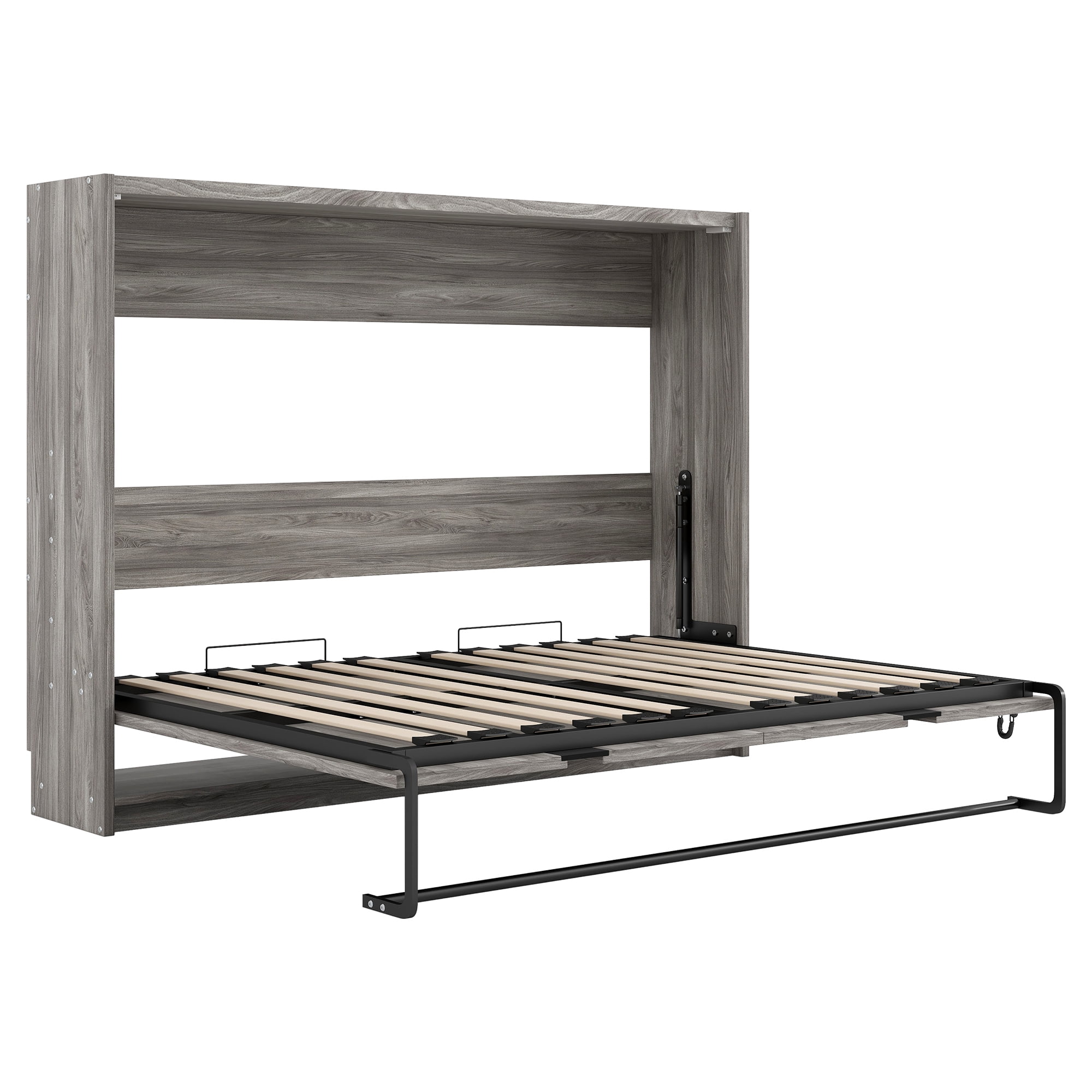 Euroco Wood Full Size Murphy Bed, Convertible into Cabinet, Gray