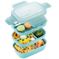 thumbnail image 6 of Bento Box for Adults-1900 ML 3-Layer Stackable Bento Lunch Box with Spoon,Fork,Durable Leakproof Adult Bento Box for Office,Gym,Picnic,Camping,BPA-Free(Green), 6 of 8