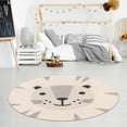thumbnail image 4 of Hauteloom Kids Room, Nursery Round Area Rug - Outdoor Patio Safe - Animal Baby Lion Playroom Carpet - Beige, Gray, Black, Cream - 5'3", 4 of 12